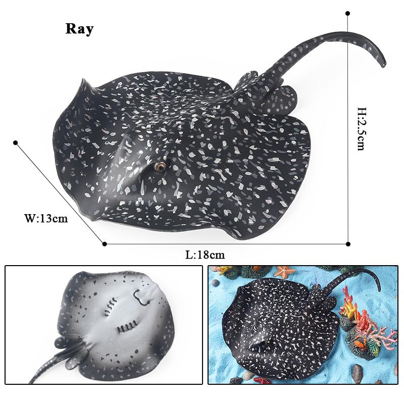 Oenux 10PCS Sea Life Animals Ray Devilray Mantaray Model Action Figures Figurines Ocean Marine Aquarium Education Kids Toy Gift