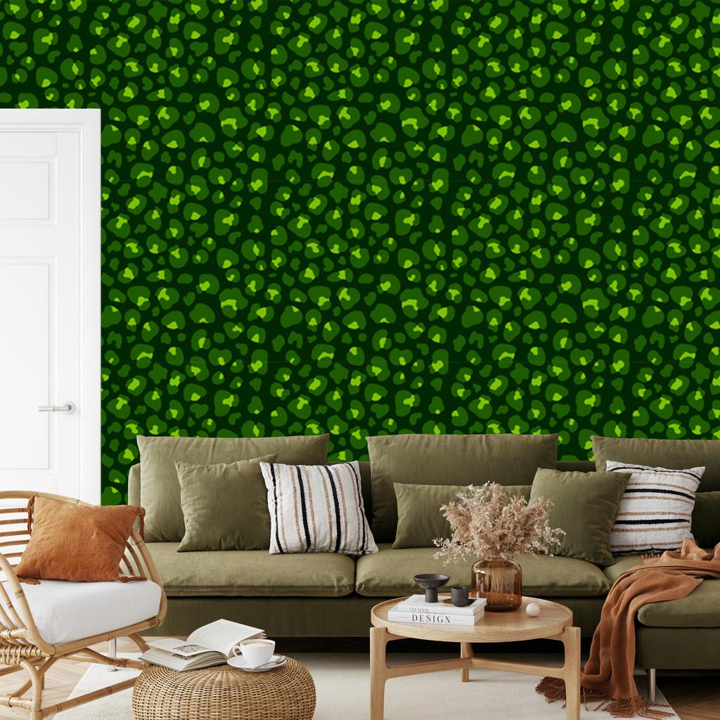 Bottle Green, Lime and Green Leather Wallpaper 50x1000