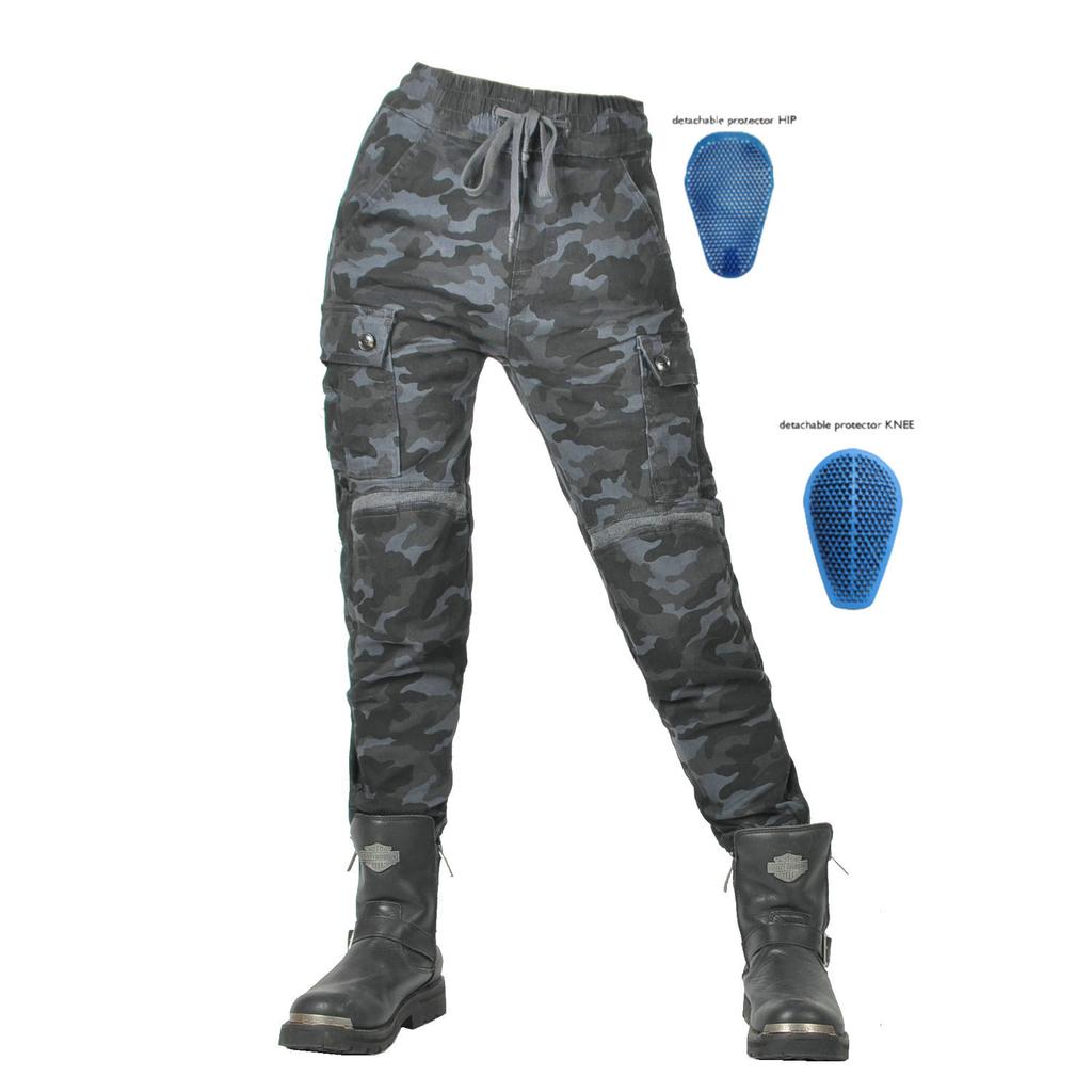 Motorcycle Riding Pants Casual Locomotive Kevlar Drop-proof Camouflage Jeans Threaded Trousers Bundle Legs Ladies Rider