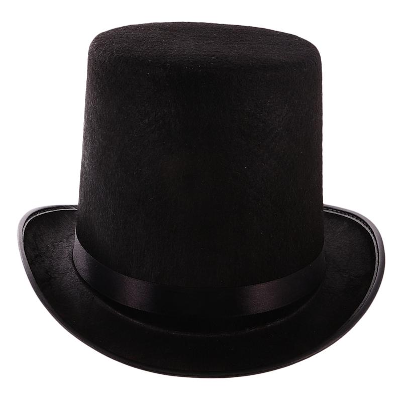 Pălărie neagră din pâslă din satin Pălărie de magician Pălărie de domn Accesorii pentru costume de petrecere Mărime unică potrivită pentru majoritatea copiilor adulți