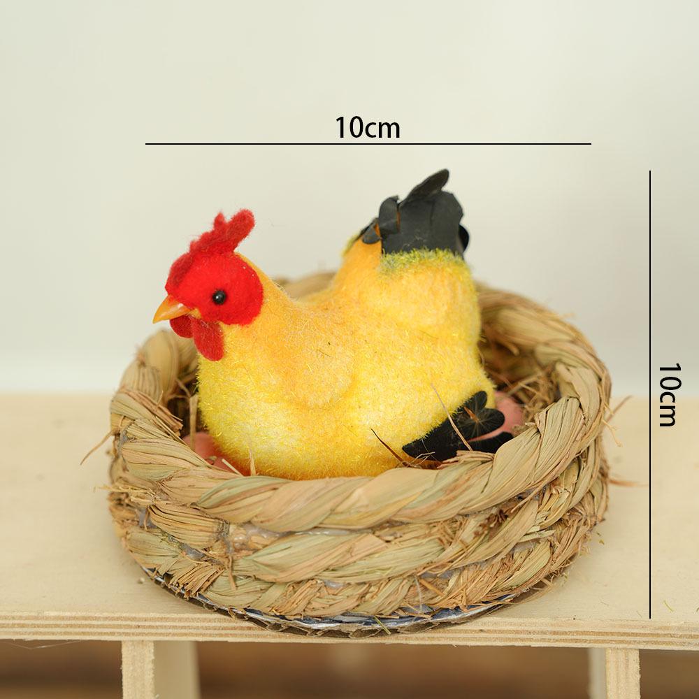 Porcelain Hen and Rooster Feather Ornament for Display and Photography Prop