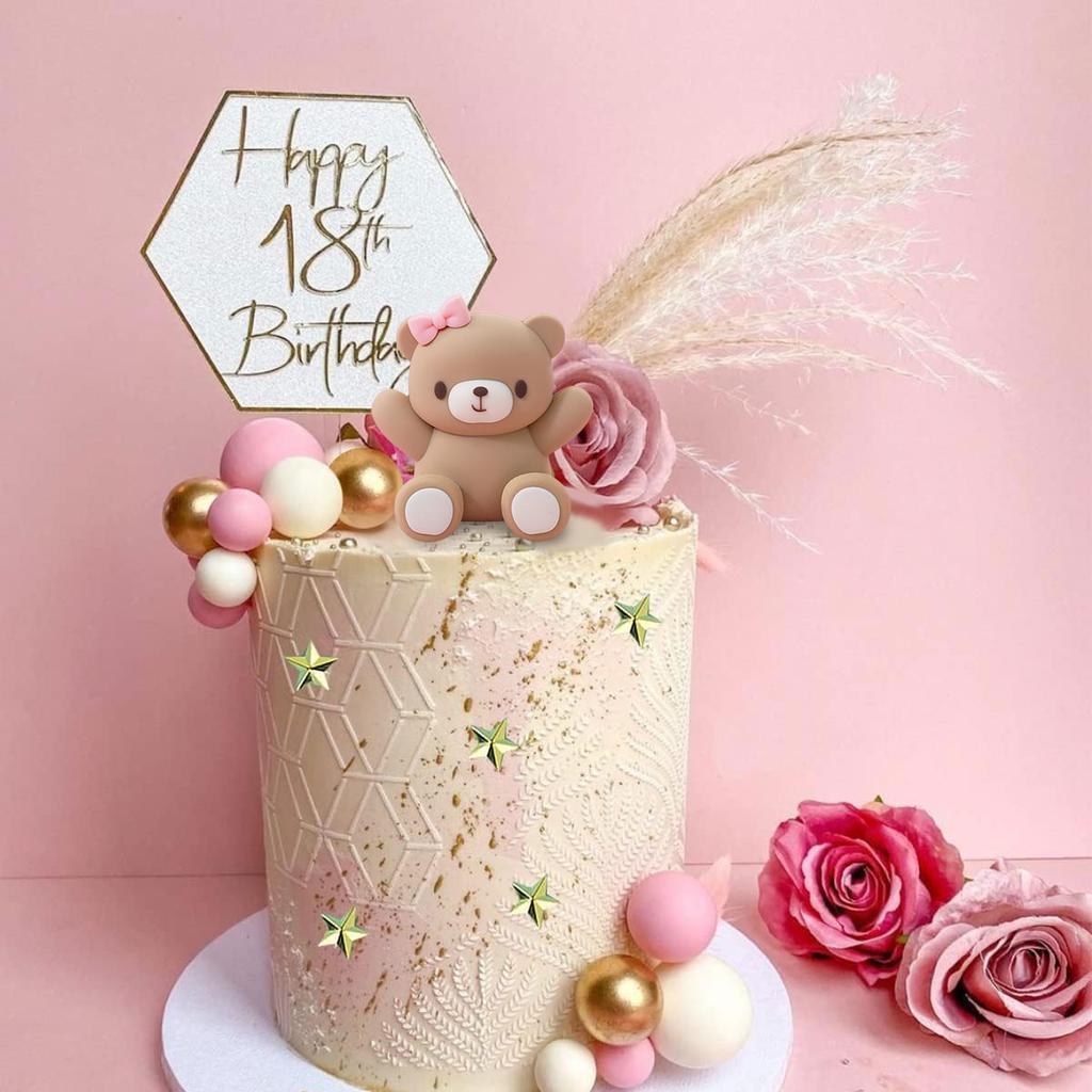 33 PZ Topper per Torta Orsetto Rosa Palline Decorazioni per Torta con Topper Stelle Nuvole per Festa di Compleanno Baby Shower Ragazzo Ragazza