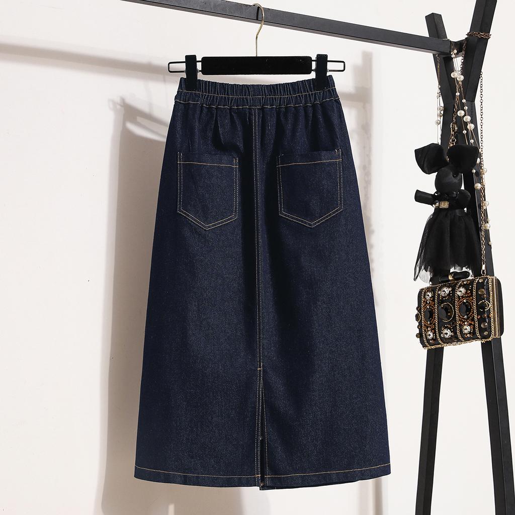 Dimanaf 2025 Mărimi Mari Fuste Noi de Primăvară Femei A-Linie Elastice Denim Fuste Largi Fustă Talie Înaltă Fuste Vintage