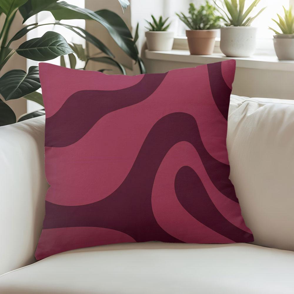 Burgundy Swirl Square Jacquard Pillow Cover for Sofa Office Waist Cushion Cover Home Decorative Pillowcase
