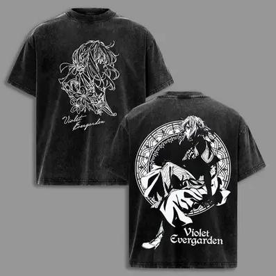 

Violet Evergarden Anime Lover NewModel Washed Tshirt Year round clothing personality Clothes Plus Size Unisex high quality tee L