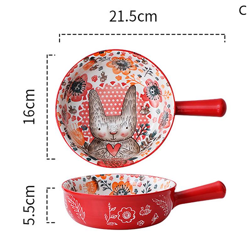 

Керамическая миска с одной ручкой, миска для лапши, дизайн в виде лесного животного, большая миска, креативная бытовая цветочная чаша для ресторана, украшение для дома