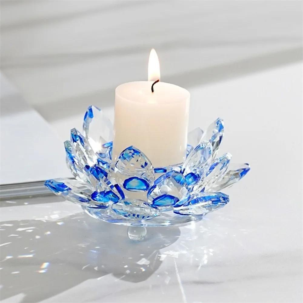 Süßer Lotus Kerzenhalter Kristallklare Figuren Teelicht Kerzenständer Heimdekoration Glas Ewige Lampenbasis Party Dekoration