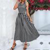 Women's Dress Casual Round Neck Striped Sleeveless Dress
