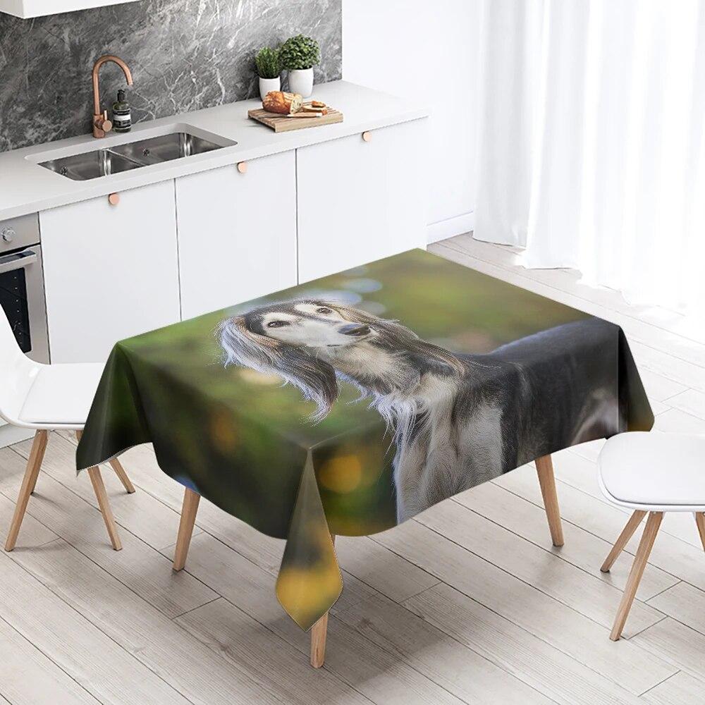 Afghan Hound Tablecloth Cute Animal  Camping  Party Restaurant Table Decoration Waterproof Home Decor