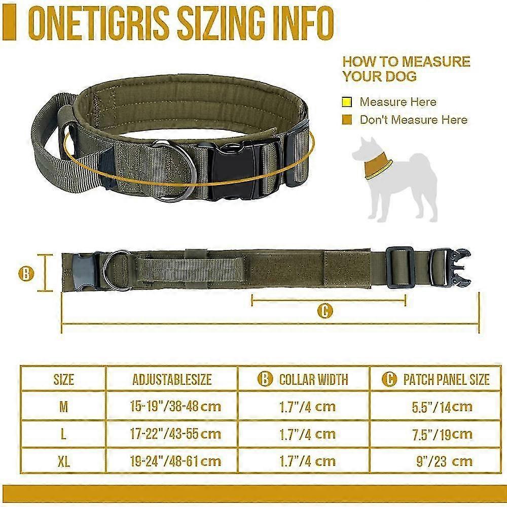 Tactical Dog Collar,adjustable Military Training Collar Strap Handle A