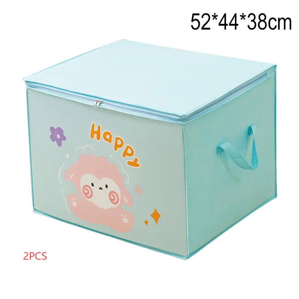Large Capacity Clothes Quilt Storage Bag Cute Printed Pattern Foldable Dust-proof Wardrobe Storage Box Clothes Organizer