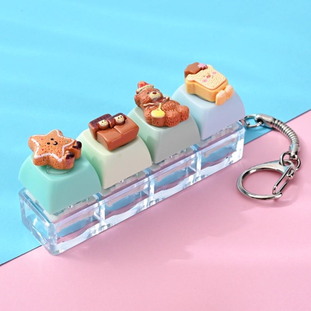 4 Key Anti-stress Toy Pendant Bear Keycap Stress Relief Clicker Fidget Keychain  Decompression Gift