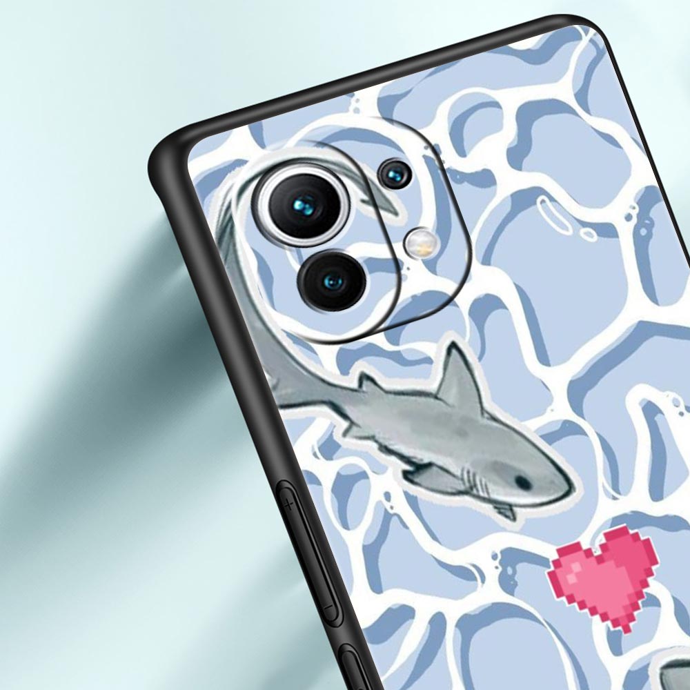 Seaside Sharks Pattern Phone Case Cover for Xiaomi Mi 17 15 14 13 12 11 Ultra 15T 14T 13T 12T 11T Pro Lite 5G Soft TPU Shell Bag