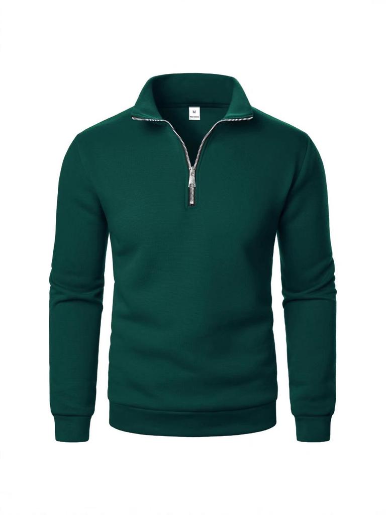 Pánská mikina s polovičním zipem v evropském stylu - Jednobarevná jarní/podzimní bunda