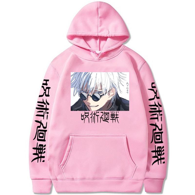 Anime Jujutsu Kaisen Gojo Satoru Graphic Printed Hoodies Oversized Hooded Vintage Long Sleeves Cotton Hoodie Men Women Clothes