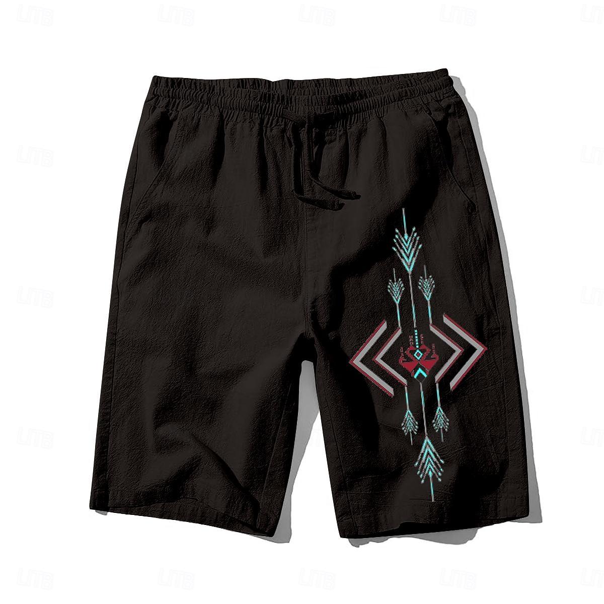 Men s Geometric Pattern Shorts Summer Shorts Beach Shorts Mid Waist Hawaiian Ethnic Style Casual Outdoor Holiday 2XL