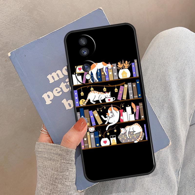 Library Magic cats Kitten Case For Honor Magic 7 6 5 Pro Cover For Honor X9c X9b X9a X8a X8b X9 50 70 90 400 200 Lite