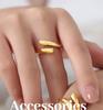 Barocker Asymmetrischer 18K Goldfarbener Titanstahlring für Damen