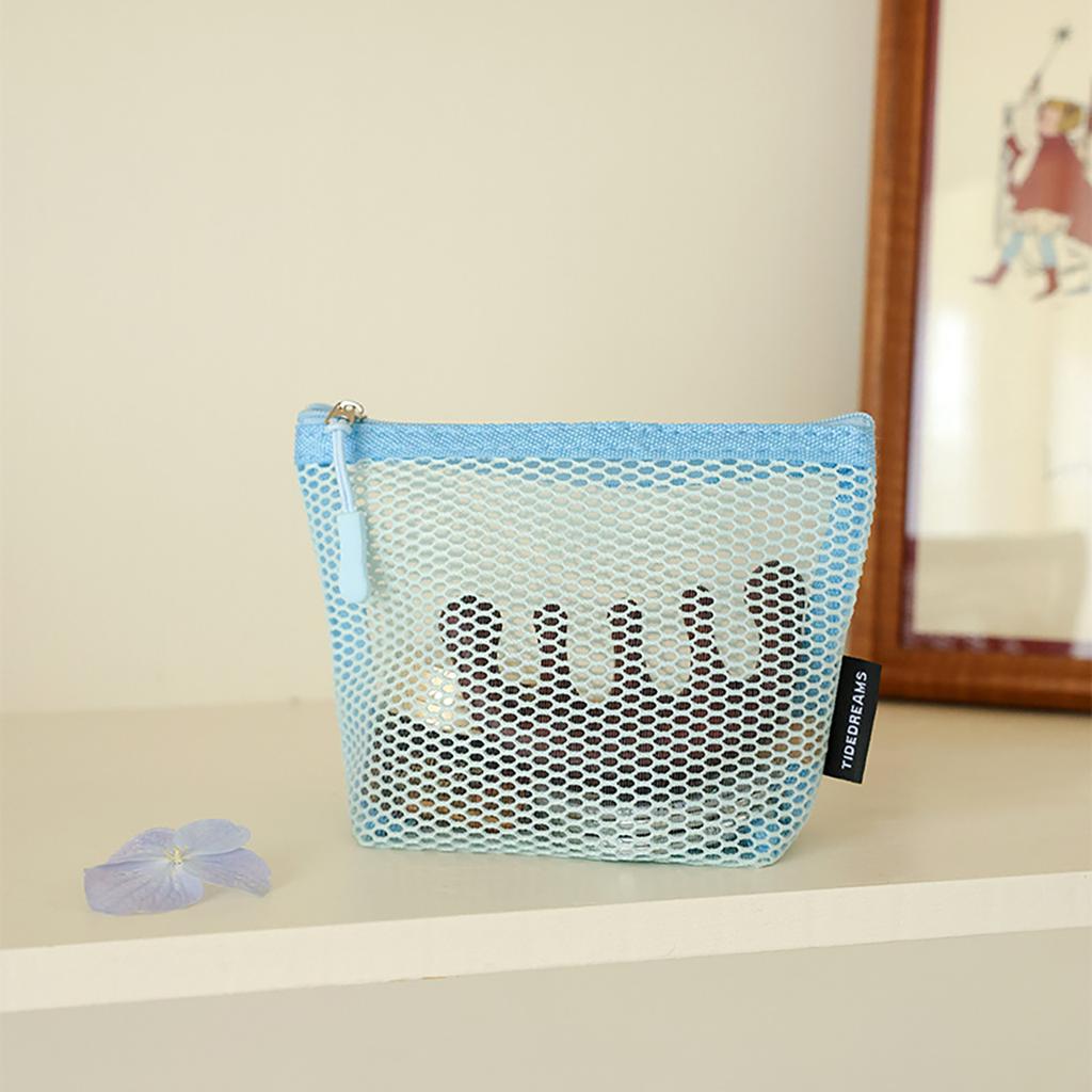 Portable Mesh Cosmetic Bag Summer Beach Women Storage Bag Pen Cosmetic Toothbrush Organizer Holder Wash Pouch