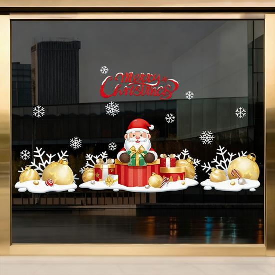 Vánoční přilnavé dekorace na okno Vánoční strom Santa Sob Sněhulák Samolepky na sklo Odnímatelné statické nálepky na okno pro zimní svátky Domácí párty potřeby
