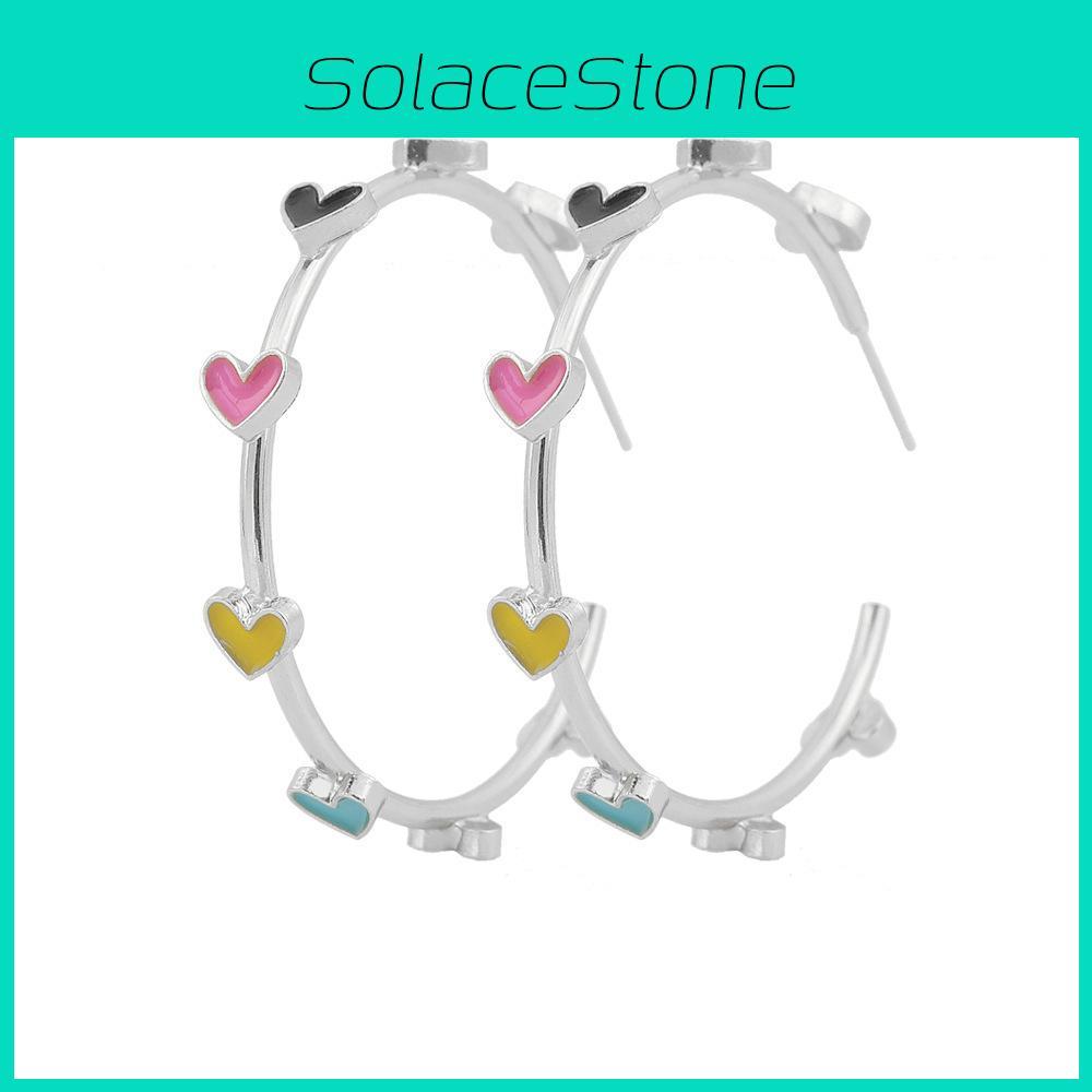 Plated Stylish Gold Heart Hoop Earrings Fashionable Alloy Heart Jewelry Shape