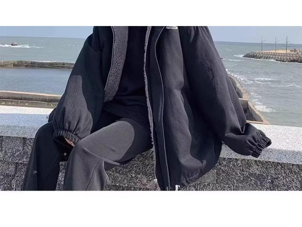 Men's Winter Lambswool Cotton Jacket, Velvet-Lined, American Style, Casual Versatile Hooded Coat.
