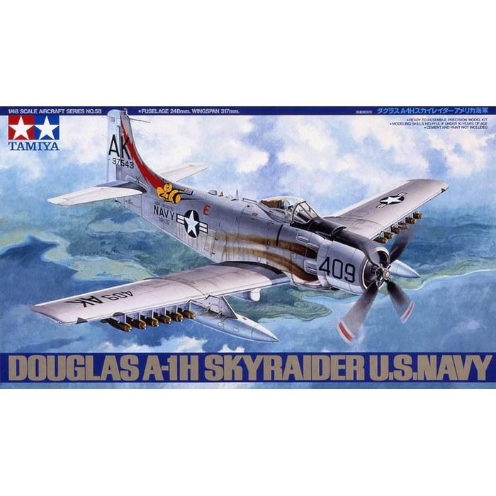 Tamiya 1/48 Masterpiece Series No.58 US Navy Douglas A-1H Skyraider Plastic Model 61058 Multicolor