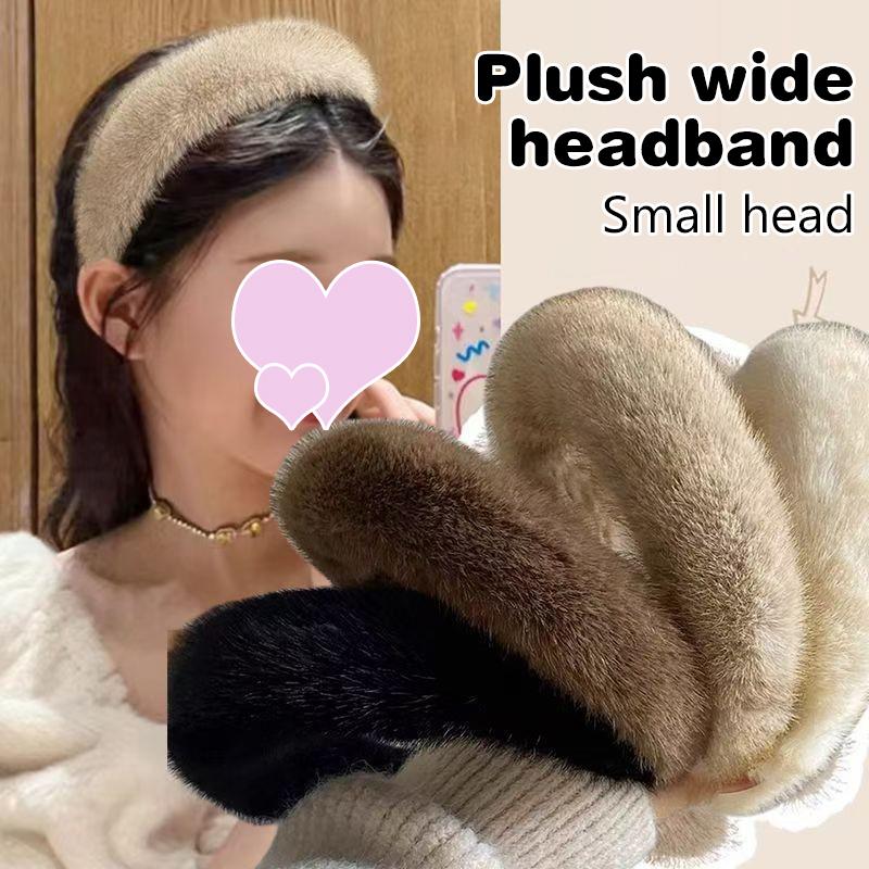 Breitere Dickere Haarbänder für Frauen Mädchen Süße Vielseitige Weiche Flauschige Fellige Haarreifen Temperament Winter Haaraccessoires Geschenke