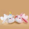 Birthday Hat Cute Prone Posture Rabbit Plush Doll Toy For Desktop Decoration