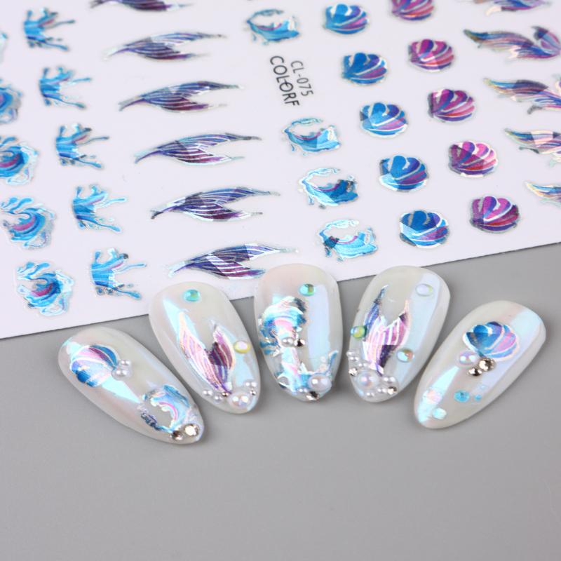 Embossed Jellyfish Jellyfish  Ocean Nail Art Sticker Self Adhesive Marine Starfish  Nail Decals Manicure Diy Supplies Nails Slid