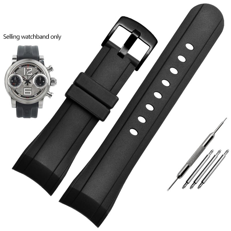 24mm Resin Rubber Silicone Watchband for Grimham Graham Racing Timepiece Riftage/RT Strap Bracelet Blue Black Accessories