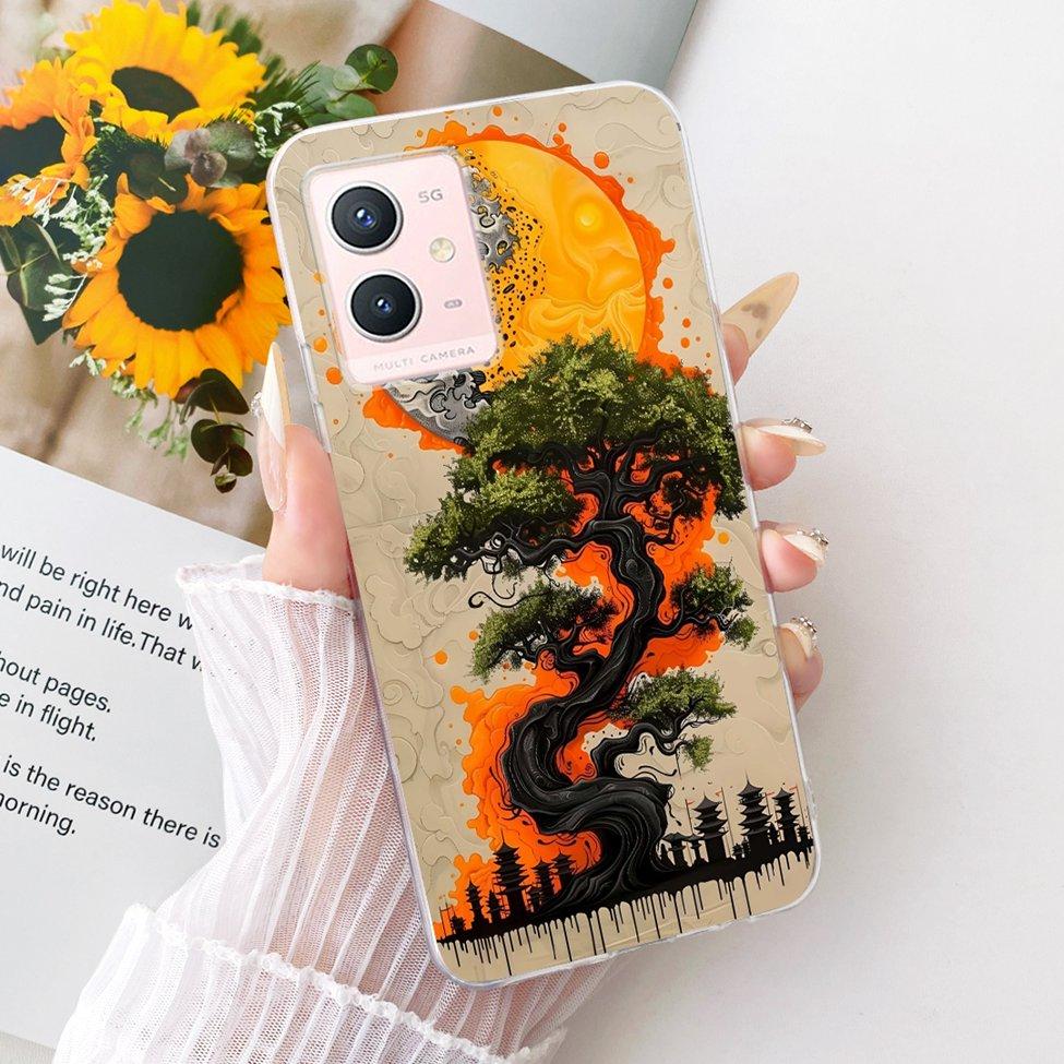 For Vivo Y33s 5G Clear Case Aesthetic Luxury Cute Cat Fashion Butterfly Funny Painted Casing For Vivo V2166A
