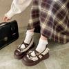 Retro Bow Platform Small Leather Shoes Women's 2025 New Spring and Autumn Skirt French Mary Jane Single Shoes