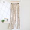 2026 Spring/Summer Women's Sleeper Pants 100% Cotton Gauze with Floral Pattern Grid Gauze Pants Thin Home Pants Bottoms Womens