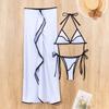 2025 European & American Color Block Bikini Dress 3-Piece Set for Seaside Vacation