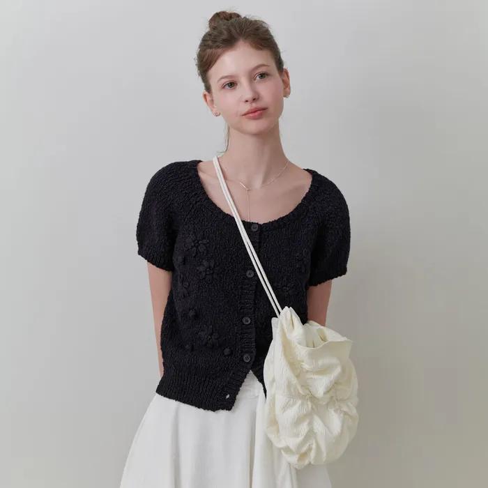 Bubble shirring bag (cream)
