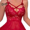 1 Set Playsuit Panties Set See-through Mesh Low-cut Lace Bow Backless Sleeveless A-line Hollow Out Soft Pornographic Thin Elastic High Waist