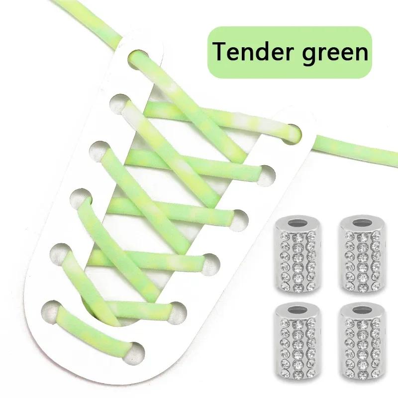 Elastic Round Printed Shoe Laces Diamond Metal Buckle No Tie Shoelaces Without Ties Shoelace for Sneakers Woman Man Shoestrings