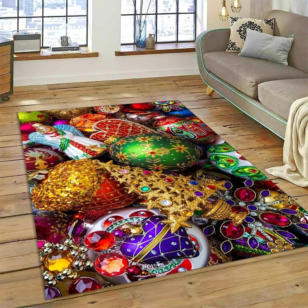 Weihnachtsteppich Rot und Weiß Schneeflockenmuster Feiertagsboden für Wohnzimmer Schlafzimmer Küche Boden Weihnachtsfeier Dekoration