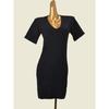 Fashion Counter Card V Neck Short-Sleeved Underwear Knitting Dress Foreign Trade Original Order Black Knitted Dress