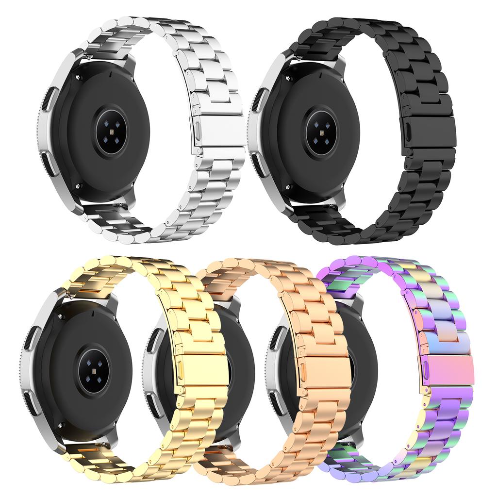 22mm Steel Watch Band for Huawei Watch GT Active/Samsung Galaxy Watch SM-R800 46mm,Three-bead Smart Watch Strap Bracelet