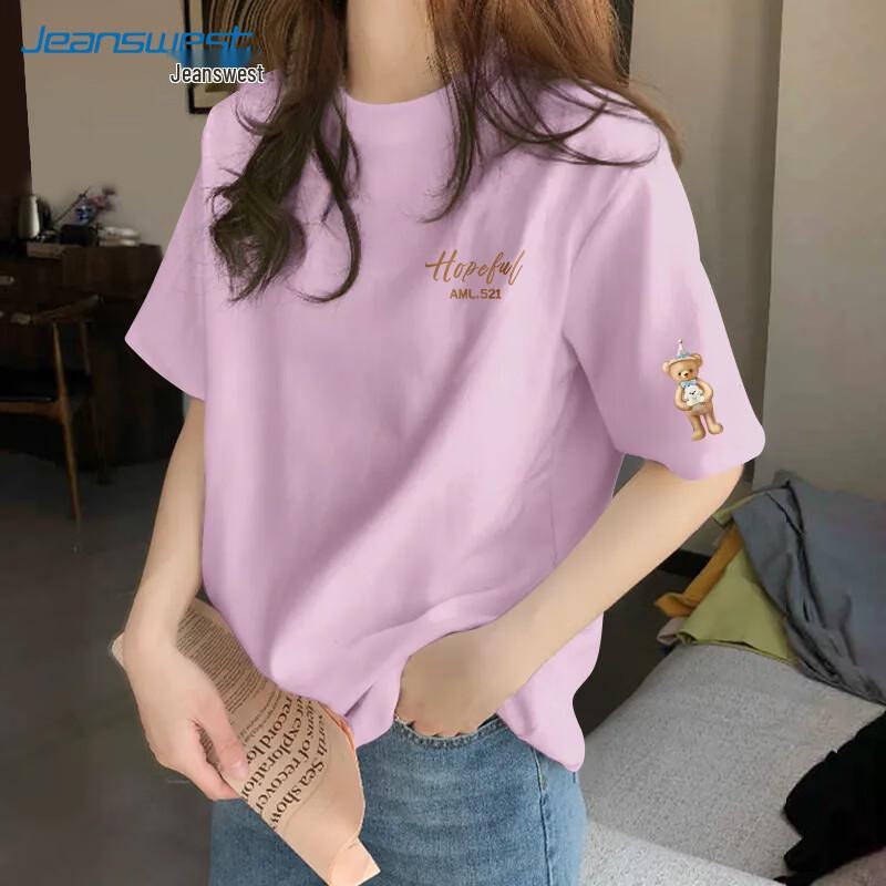 

Jeanswest Women s Pure Cotton Loose Fit Round Neck Short Sleeve T-shirt M