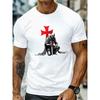 Herren Ritterschild Grafik T-Shirt - Trendiger Urbaner Look, Bequem Und Luftig, Aus 100% Baumwolle, Auffälliger Print, Rundhals, Kurze Ärmel für den Sommer