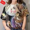 Halloween Pattern T Shirt For Women Witch 3d Printed Short Sleeves Summer Casual Oversized T-shirts O-neck Tops Tees Streetwear