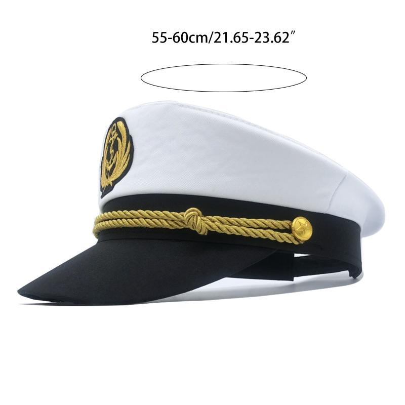 Yacht Captain Hat Sailor Captain Costume Men Navy Marine Hat Adjustable Boat Navy Hat for Adult Kid Men Women