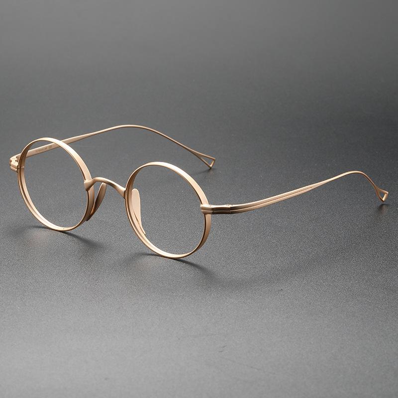 Classic Retro Round Pure Titanium Ultralight Glasses Frame Unisex Prescription Eyewear for Men Women Myopia Reading Spectacles