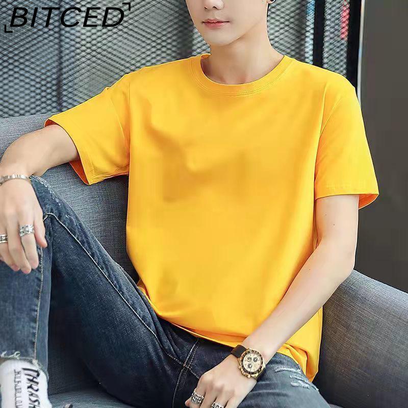 BITCED Cotton Short Sleeve T-shirt Men's Fashion Loose Half Sleeve Shirt Printed Compassionate Shirt