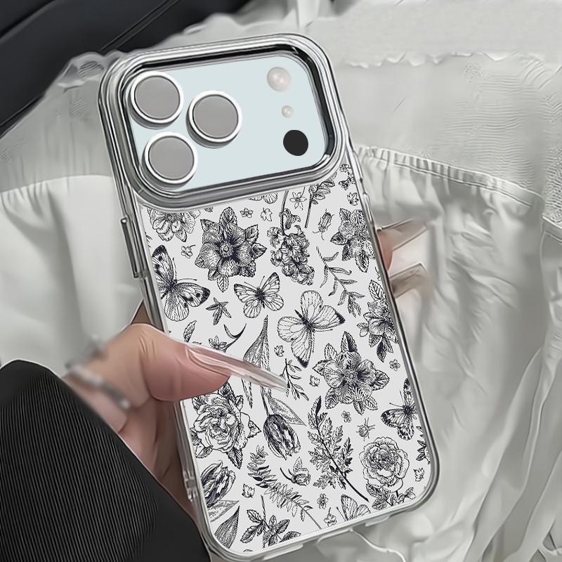 Pastoral Wildflower Case For iPhone 17 18 Pro Max Plating Lens Frame Clear Soft Phone Cover For iPhone 16 15 14 13 Pro Max 17E
