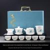 Luxury Jade White Porcelain Kung Fu Tea Set for Home or Office