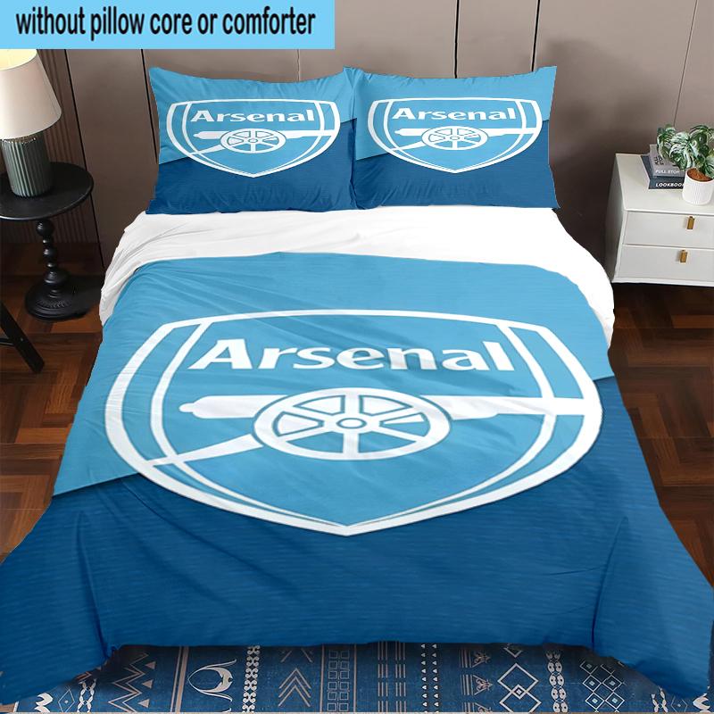 FC Arsenal Wappen 3-teiliges Bettwäscheset 2D-Druck (Enthält 1 Bettbezug + 2 Kissenbezüge Ohne Füllung), Schlafzimmerdekoration, Ventilatorgeschenk